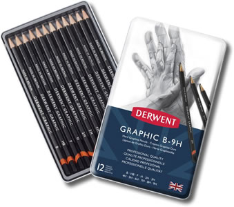 Derwent Graphic Pencils Tin of 12 Hard Grades