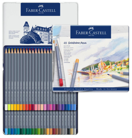 Faber Castell Goldfaber Aqua Watercolour Pencil - Tin of 48