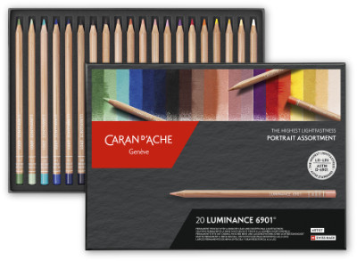 Caran D'Ache Luminance 6901 Permanent Colour Pencil Set of 20 Portrait / Skin Colours