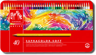 Caran D'Ache Supracolor Soft Aquarelle Watercolour Pencils Tin of 40