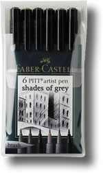 Faber Castell Pitt Artist Brush Pen - Set of 6 Shades of Grey